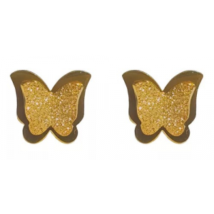 Aretes Acero Inox Mariposa Doradas