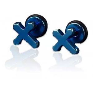 Aretes Acero Inox Hombre Cruz Azul