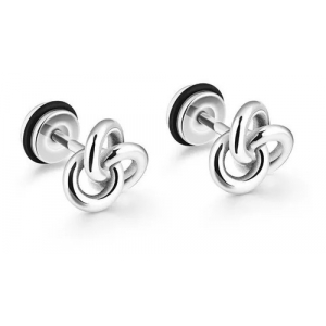 Aretes Acero Inox Hombre Nudo Plateado