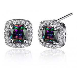 Aretes Baño Plata Cuadro Rainbow II