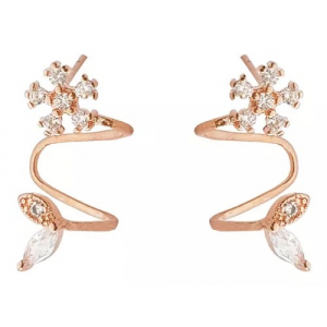 Aretes Baño Plata Trepador Flor Sirena