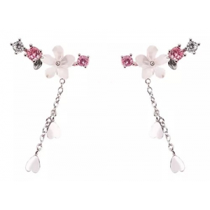 Aretes Baño Plata Trepador Nature Rosado