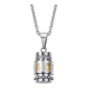 Collar Acero Inox, Urna De Cenizas Memorial Om Padme Unisex
