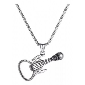 Collar Acero Inox Guitarra Hero Detapador Plateado