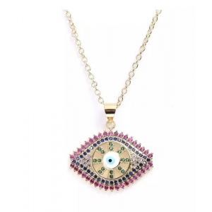 Collar Cobre Ojo Turco Dorado/rosa