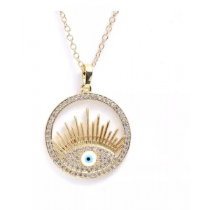 Collar Cobre Ojo Turco Sol Dorado