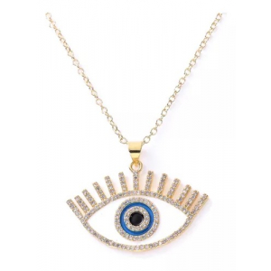 Collar Cobre Gran Ojo Turco Dorado/azul