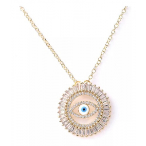 Collar Cobre Ojo Turco Crystal Dorado