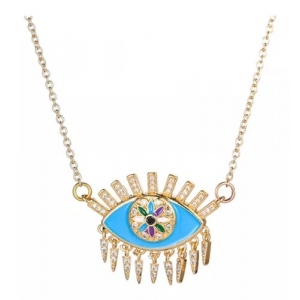 Collar Cobre Ojo Turco Sarab Dorado/azul