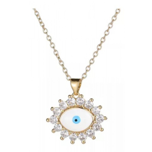 Collar Cobre Ojo Turco Dorado/blanco