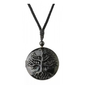Collar Cuarzo Arbol Obsidiana Negro - Poder Y Proteccion