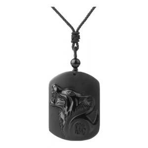 Collar Cuarzo Lobo Obsidiana Negro - Poder Y Proteccion