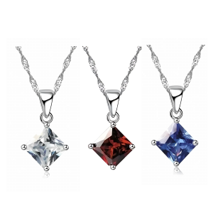 Set Collar Y Aretes Baño Plata 925, Rombo I