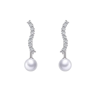 Aretes Baño Plata 925, Perla Curv