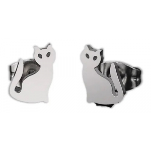 Aretes Acero Inox Gatos Lisos