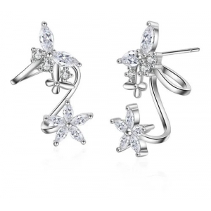 Aretes Baño Plata Trepador Forest Mariposa