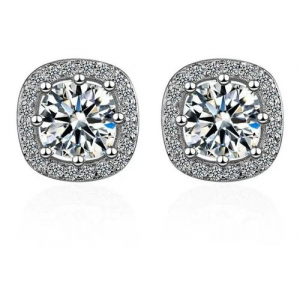 Aretes Baño Plata Crystal Cuadro Ii