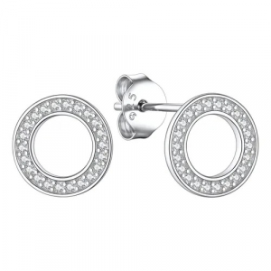 Aretes Acero Inoxidable Circul Crystal Plateado