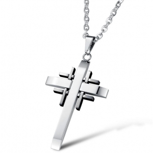 Collar Acero Inox, Cruz Contempo M