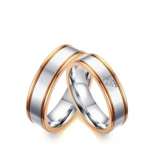 1 Argolla Acero Inox, Plateado Y Rosado Wedd Iv Euro