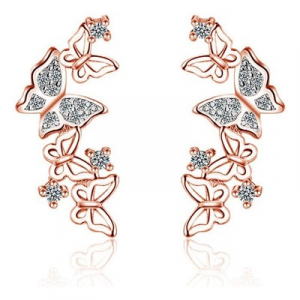 Aretes Baño Plata Trepador Mariposas