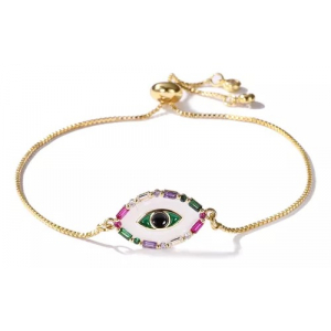 Pulsera Cobre Ojo Turco Dorado/blanco/colores