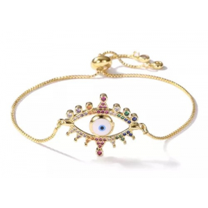 Pulsera Cobre Ojo Turco Dorado/colores
