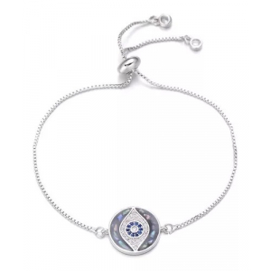 Pulsera Cobre Ojo Turco Plateado/negro