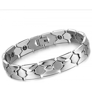 Brazalete Plateado Magnetico Class Hexágono