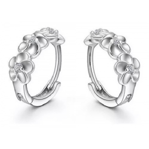 Arracadas Baño Plata Huggies Flores