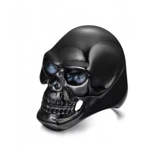 Anillo De Acero Inoxidable, Calavera Negra