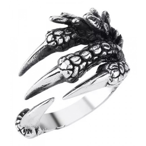 Anillo Acero Inox Garra Plateado