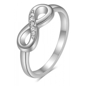 Anillo Acero Inox Infinito Crystal Plateado