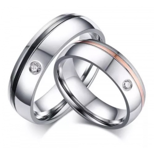 1 Argolla Acero Inox Euro Fashion Negro/rosado