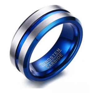 Anillo De Tungsteno, Max Il Azul Plateado
