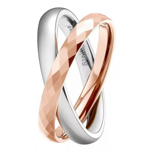 Anillo De Tungsteno Sin Fin Plateado Y Rosado