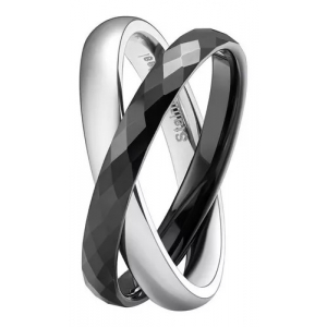 Anillo Tungsteno Sin Fin 3mm Plateado/negro