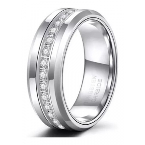 Anillo Tungsteno Gran Greek 8mm Plateado