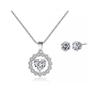 Set De Collar Y Broqueles De Fantasía Fina Secret Heart Corazon