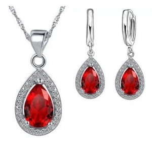 Set Collar Y Aretes Baño Plata 925, Gota Queen I