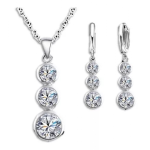 Set De Collar Y Aretes Baño Plata 925, Largo 3 Bolas