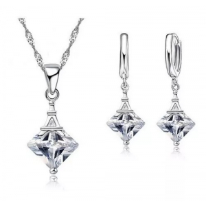 Set Collar Y Aretes Bañoplata 925, Torre Eiffel D