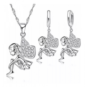 Set Collar Y Aretes Baño Plata 925, Pretty Hada