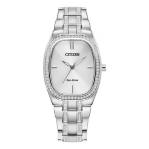 Em1080-55a Reloj Citizen Crytal Oval Eco Drive 28mm Plateado