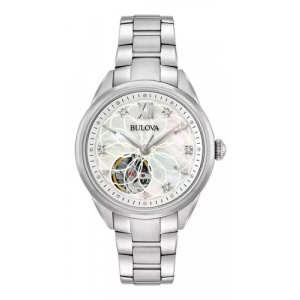 96p181 Reloj Bulova Mechanicals Automatic Diamante Plateado