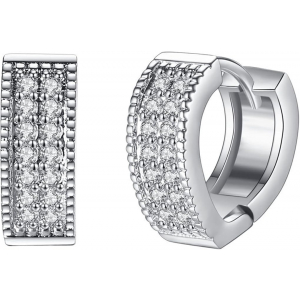 Arracadas Baño Plata Huggies Dos Bandas Crystal Plateado Min