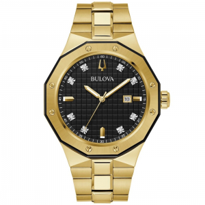 Reloj Bulova Clasico Octagonal Diamante 42mm Dorado