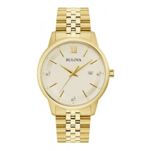 Reloj Bulova Clasico Diamante Cuarzo 42mm Dorado