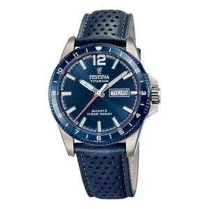 Reloj Festina Calendario Titanium 43mm Azul/Plateado