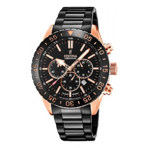 Reloj Festina Ceramic 44mm Negro/Dorado